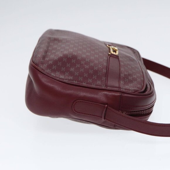 CELINE Macadam Canvas Shoulder Bag Red Gold Auth - Picture 4 of 16
